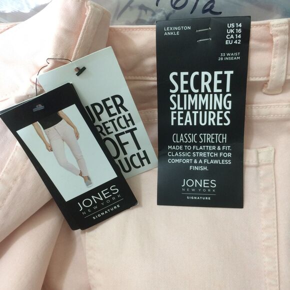 NEW Jones New York Lexington Ankle Jeans Sz 14 Pink NWT Secret Slimming Stretch - Picture 5 of 5
